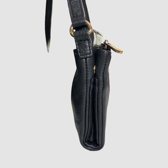 Michael Kors Jet Set Travel Crossbody Black Pebbled Leather Gold MK Logo - Picture 10 of 13